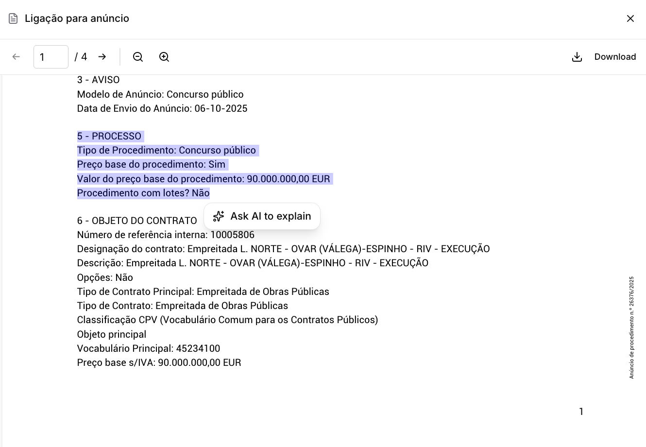 Análise inteligente de documentos